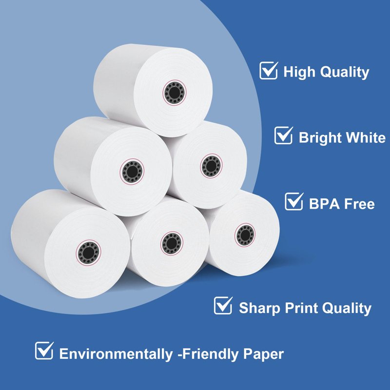 50 Rolls 3" x 165' Non-Thermal Bond Receipt Paper for POS Cash Register