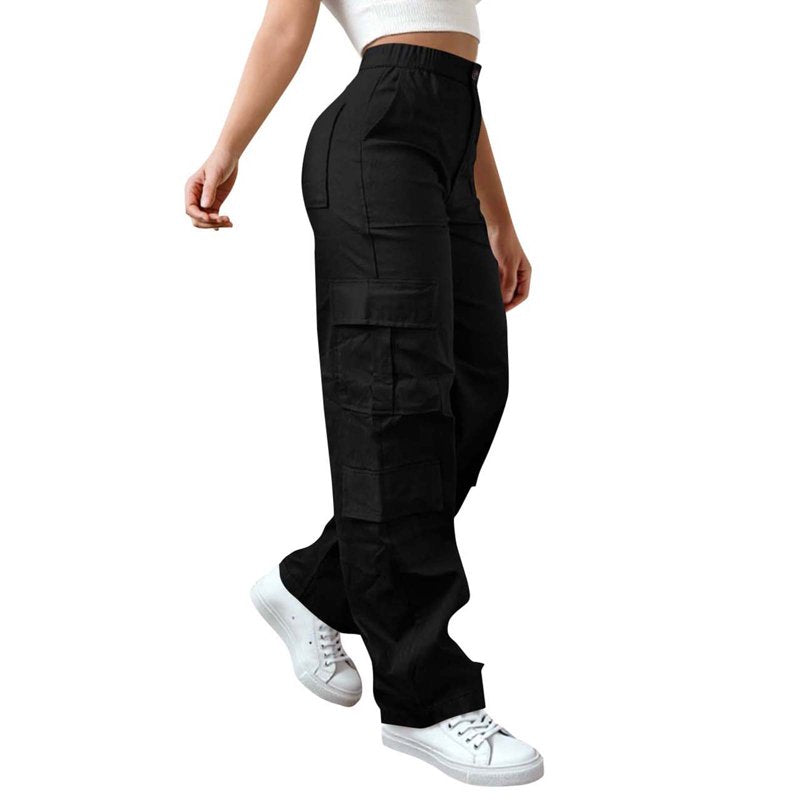 Women’s High Waist Cargo Pants with Pockets for Casual & Outdoor Wear