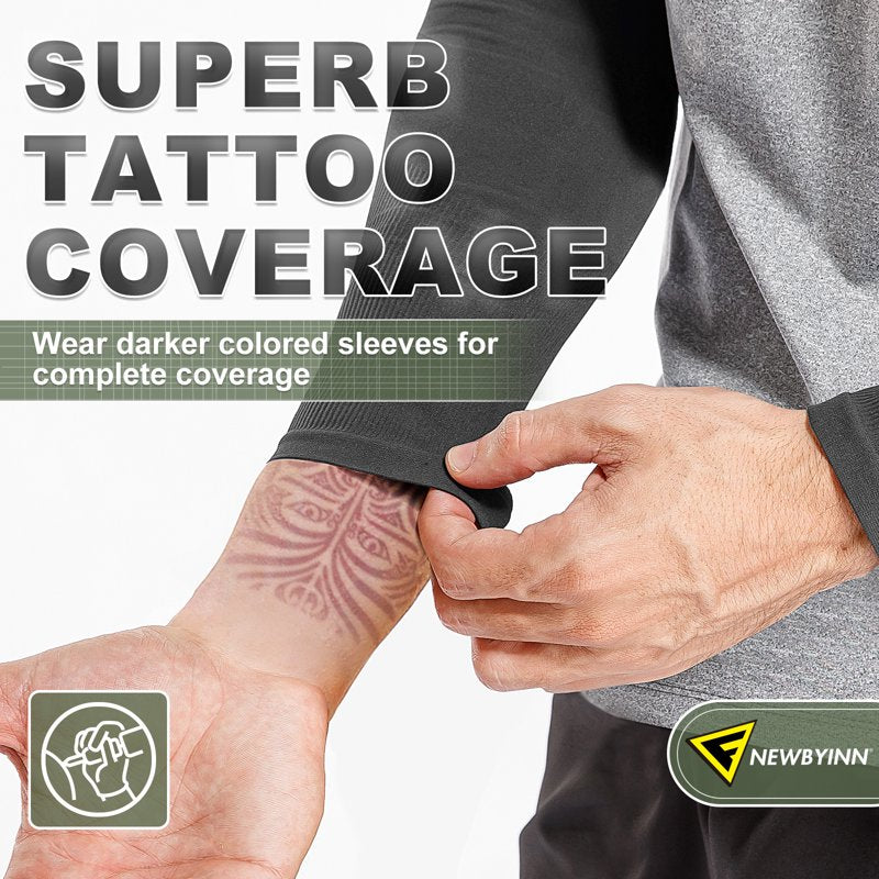 UV Sun Protection Arm Sleeves for Men Women Youth - Compression & Tattoo Cover Up - 2 Pairs