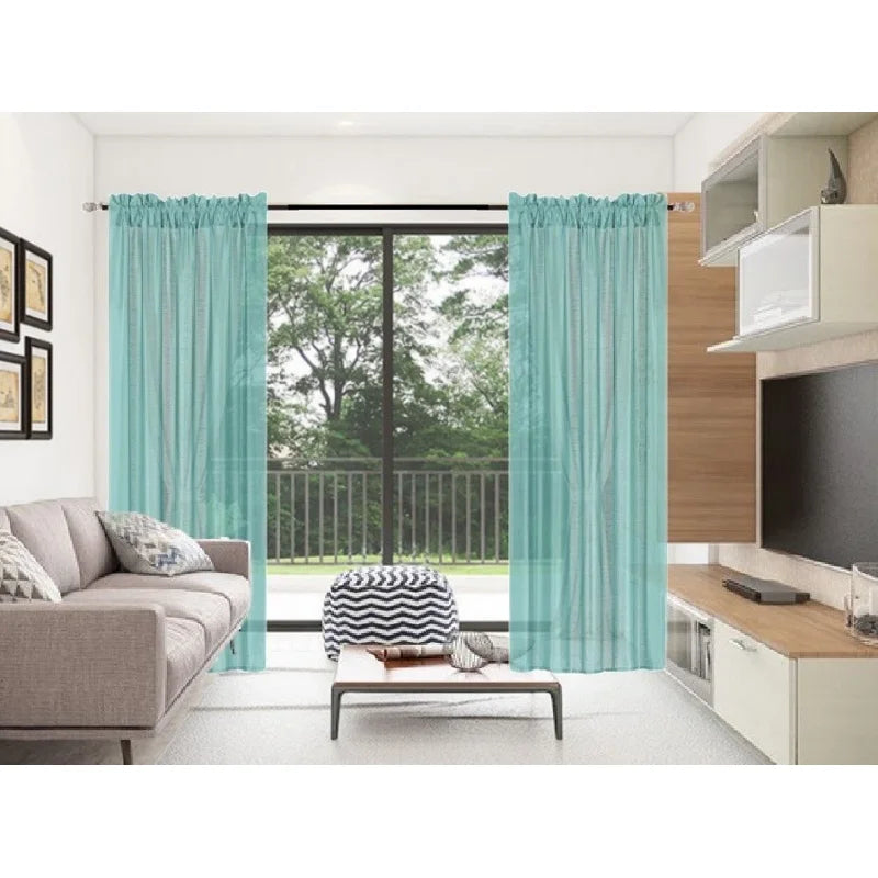 Faux Silk Semi-Sheer Window Curtains 2-Pack - Light Filtering & Privacy