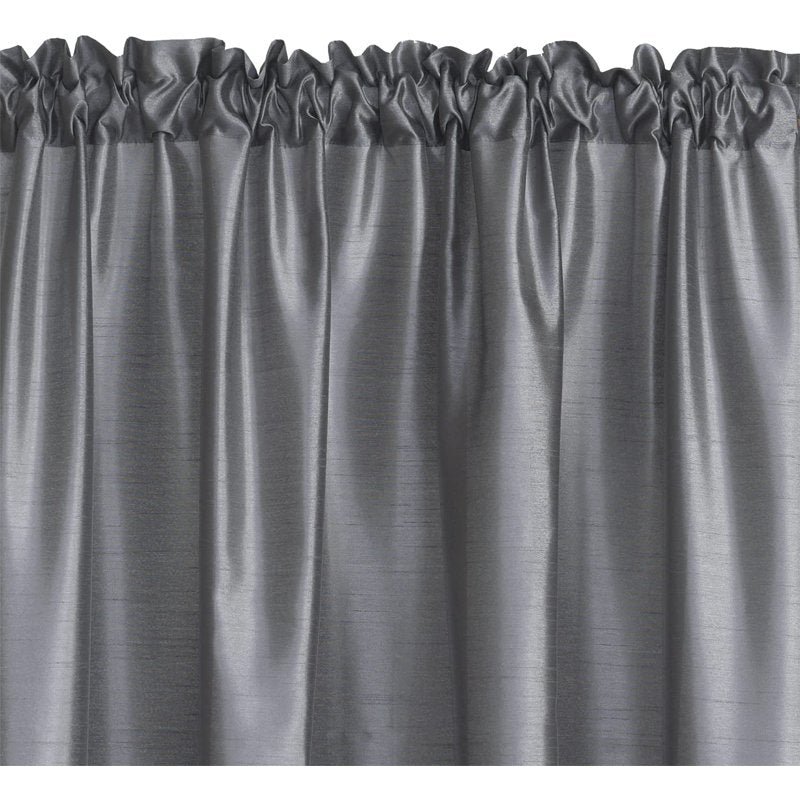 Faux Silk Light Filtering Curtain with Rod Pocket - Dark Grey 52x84 Inches