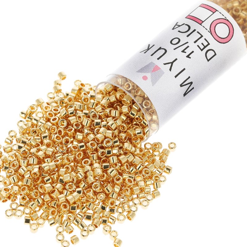 Delica Seed Beads 11/0 Size 1.6mm Gold 24K Plated Jewelry Making