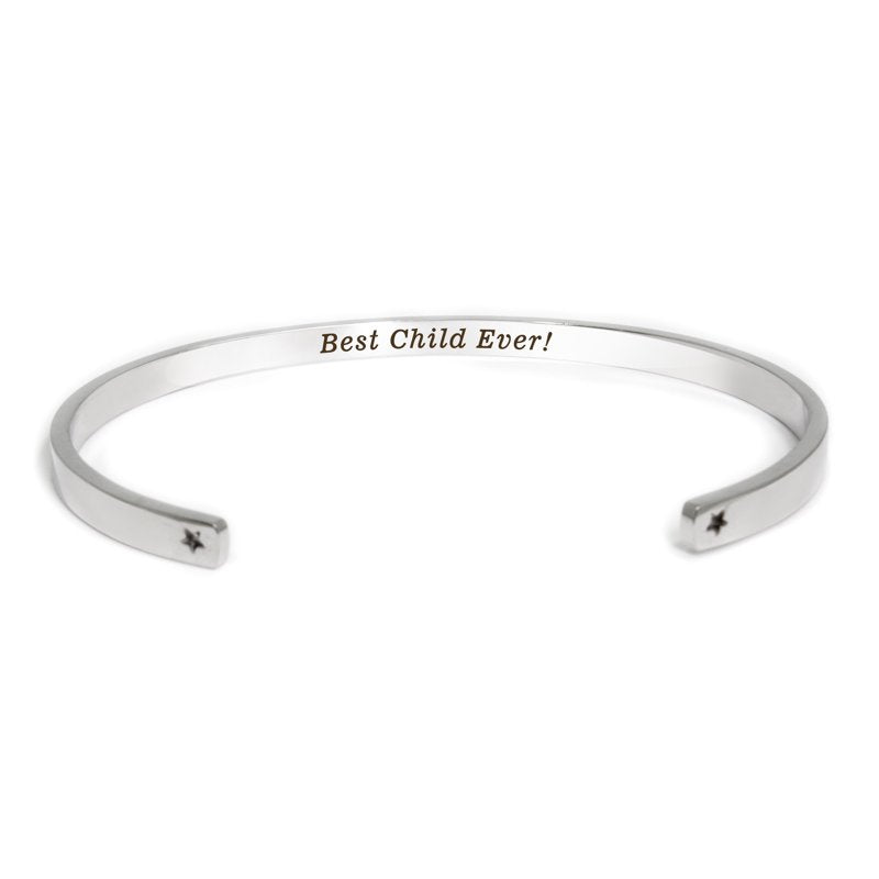 Adjustable Silver Stainless Steel Cuff Bracelet Set for Mother's Day Gift