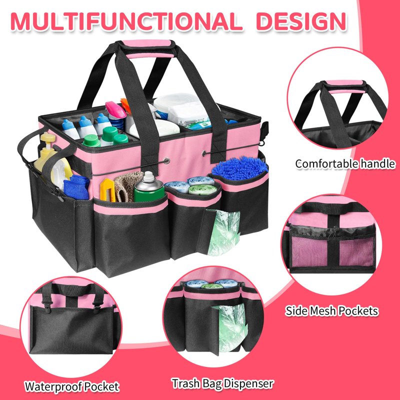 Wearable Cleaning Caddy Bag with Shoulder Straps for Organizing Supplies