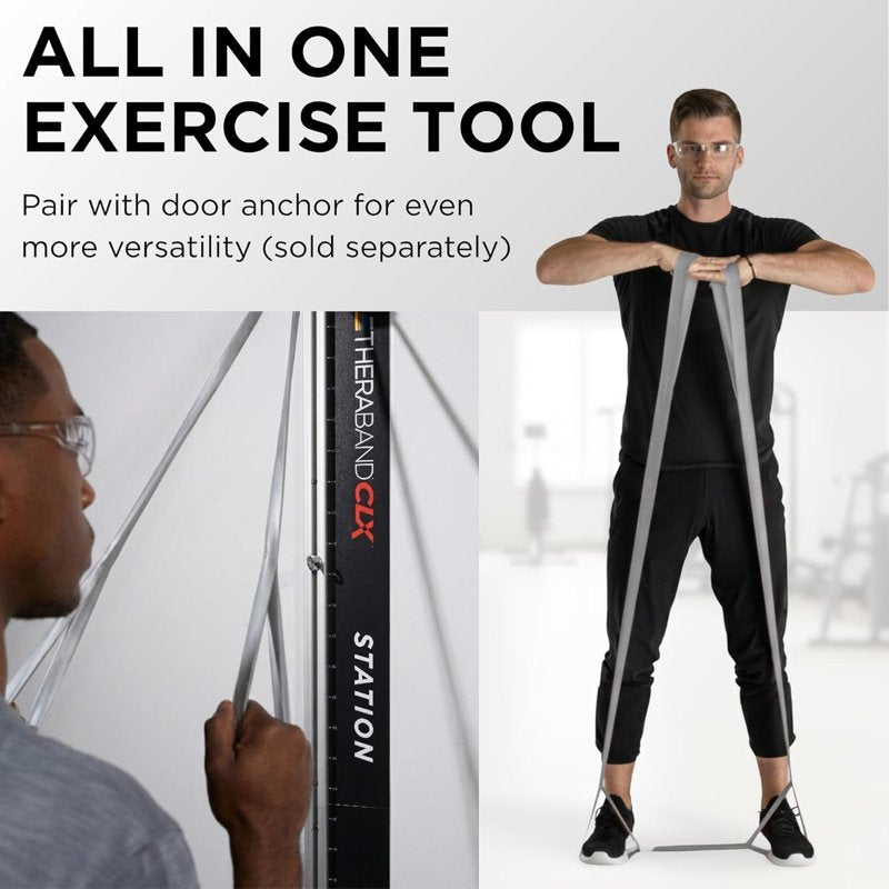 Heavy Resistance Exercise Band with Loops - 5 FT, Silver, Level 7, Non-Latex