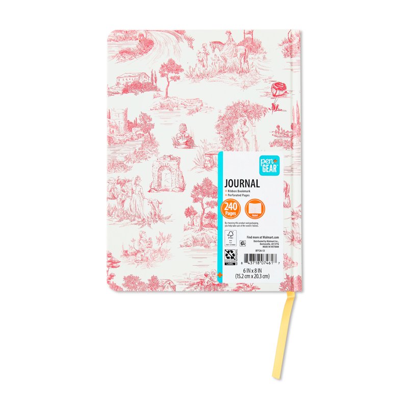 Pen+Gear Toile Hardcover Ruled Journal - 6x8 Inches, 240 Pages, Pink Cover