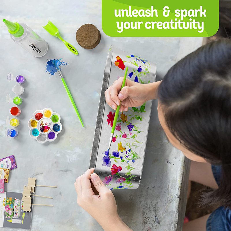 Kids Flower Growing Kit with Paintable Planter and Seeds - Gardening & Art Craft Set for Ages 4-12