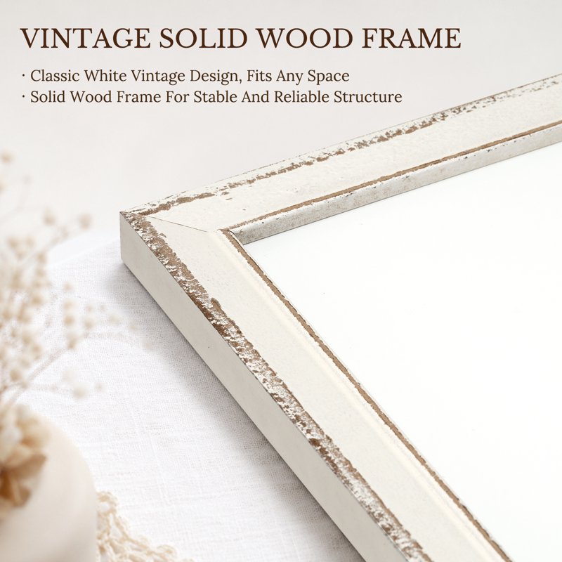 Magnetic Dry Erase Board with Retro White Wood Frame Wall Mount for Office & Home
