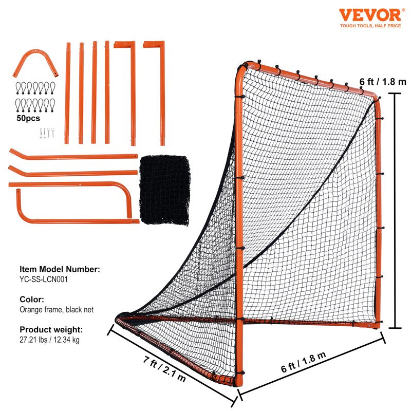 6x6 Feet Lacrosse Goal Net for Backyard Training, Portable Steel Frame & Easy Setup