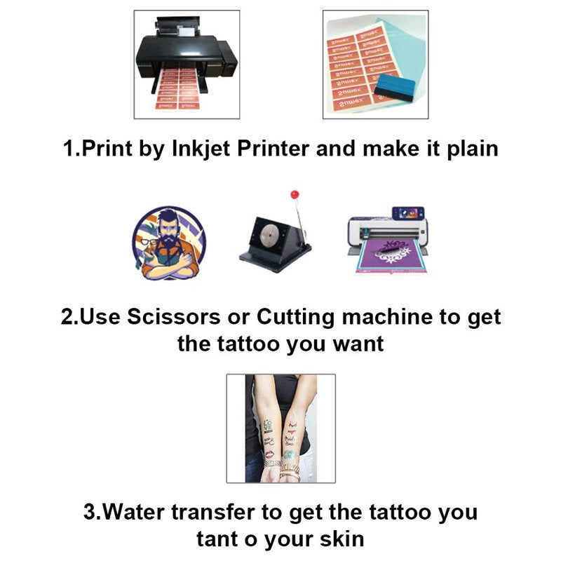 Water Transfer Paper for Temporary Body Tattoos Nail Art A4 Size 10 Sheets