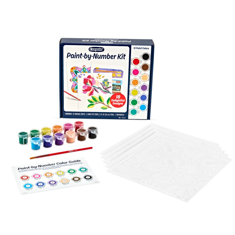 Paint by Number Kit for Kids & Adults - 20 Templates, 12 Paint Colors, Art Activity Set