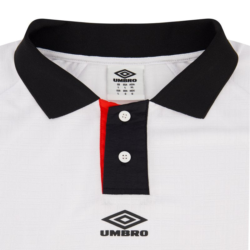 Umbro Men’s Collared Football Shirt - White/Black/Goji Berry, XL (Variation of THIS listing)