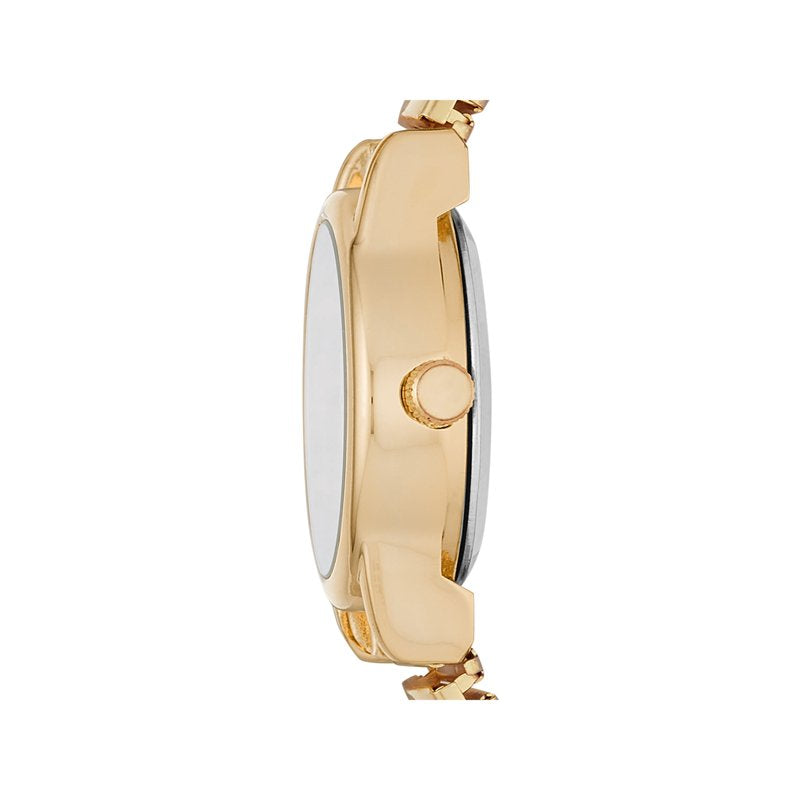 Women's Gold Tone Oval Wristwatch with Easy Read Dial and Expansion Band