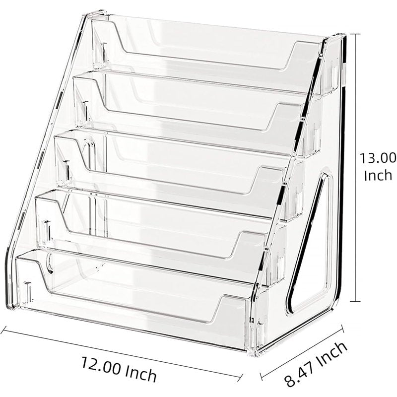 5-Tier Acrylic Greeting Card Display Stand for Retail & Home Use