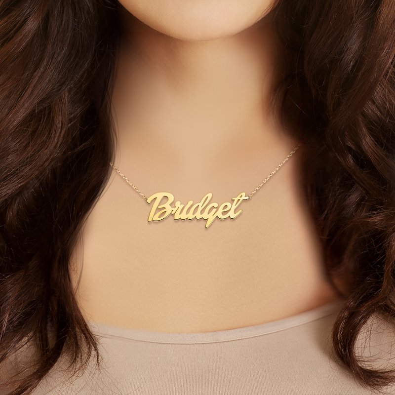 Personalized Name Necklace - Medium Bold Script Pendant in Gold, Rose Gold, Silver