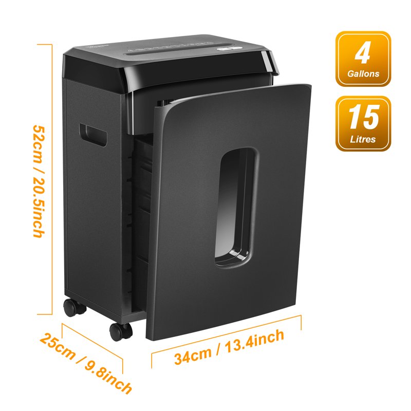 8-Sheet Cross Cut Paper Shredder with 4-Gallon Wastebin for Home Office Security