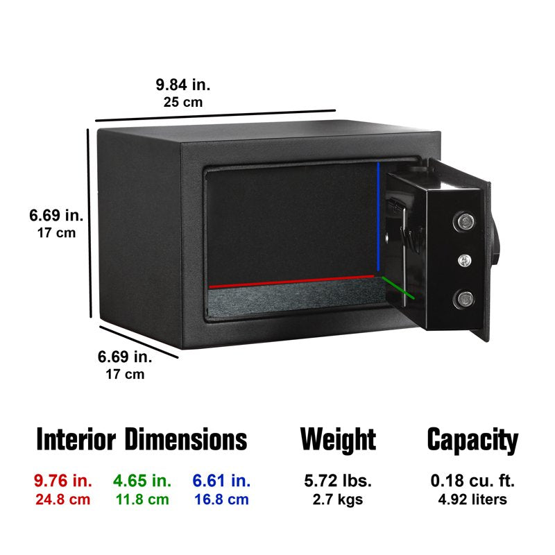 Small Digital Safe with Electronic Lock & Backup Keys, Steel Security Box - Black Model 17SCM
