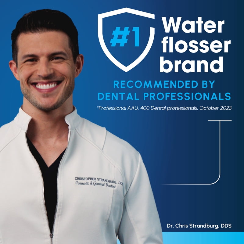 Portable Water Flosser with 2 Tips and 2 Settings - Cordless, Waterproof, ADA Accepted