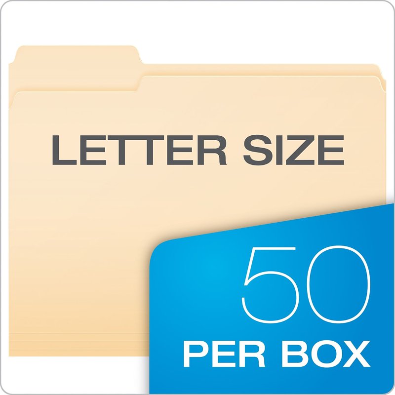 DoubleStuff Letter File Folders - Manila, 1/3 Cut, Pack of 50