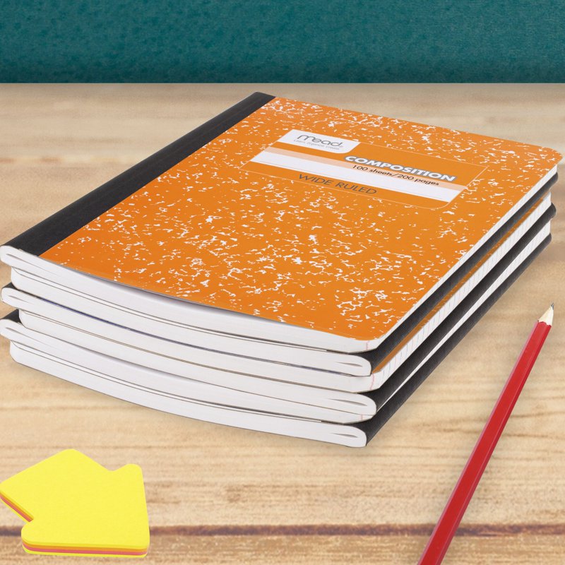 Color Composition Book Wide Ruled 100 Sheets - 7.5 x 9.34 Inches, 6 Pack