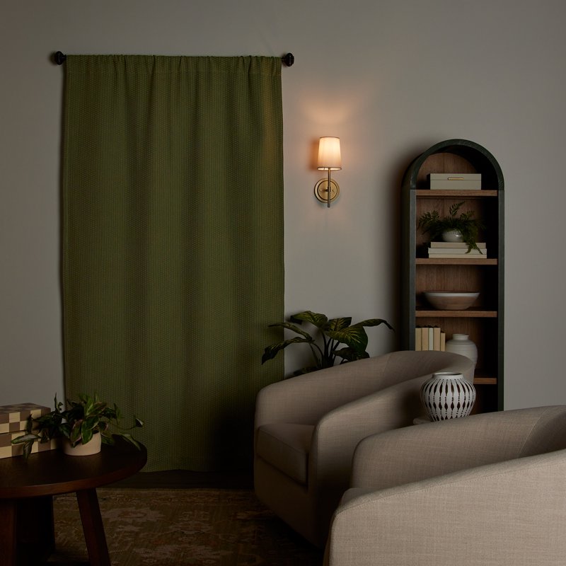 Blackout Window Curtain Panel - Modern Micro Geo Woven Ladder Design