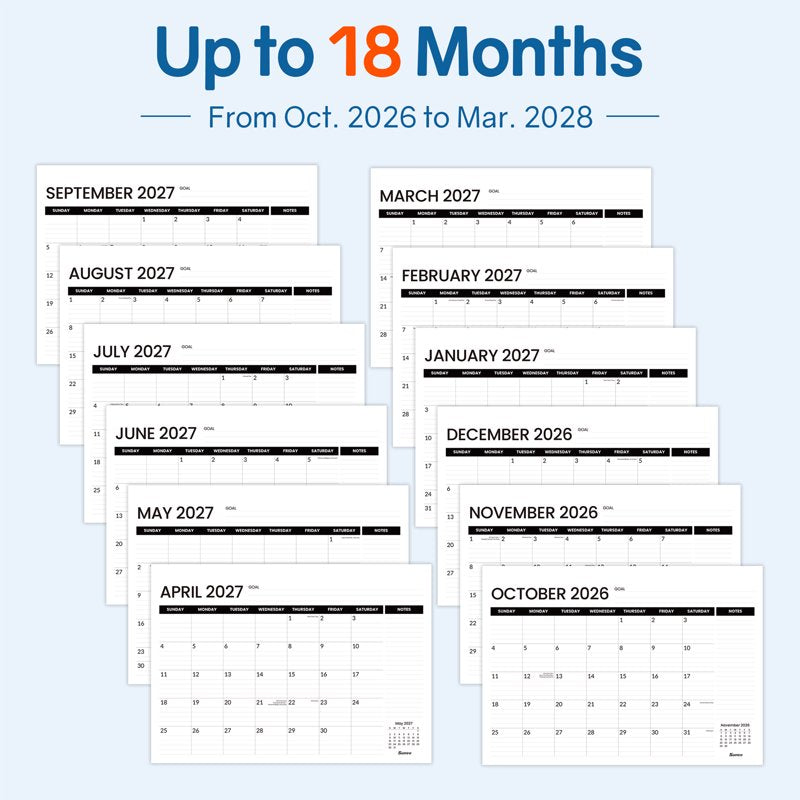 18-Month Desk Calendar 17x12 Inch with Notes & Stickers for Office & Home Planning
