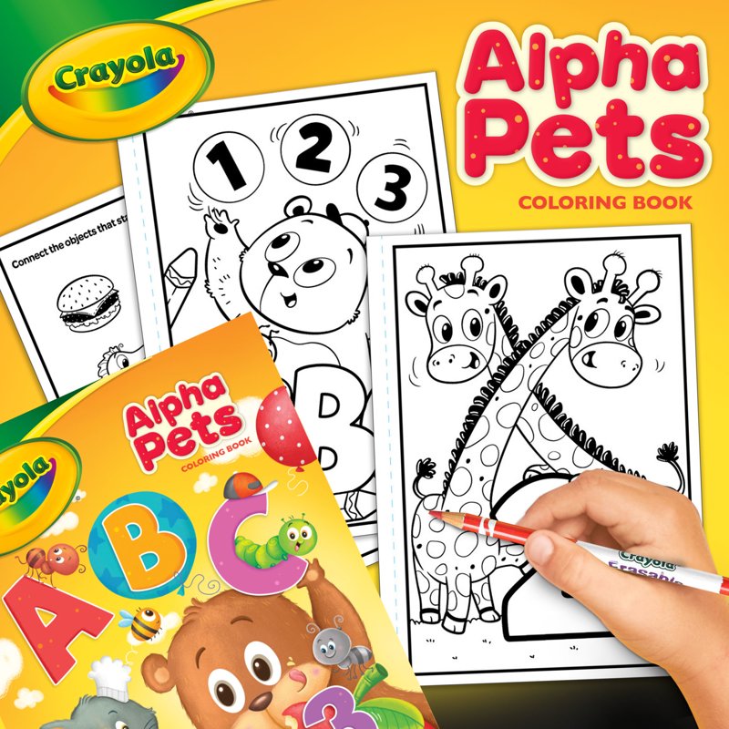 Educational Coloring Book with Stickers - Alpha Pets Alphabet and Numbers for Toddlers
