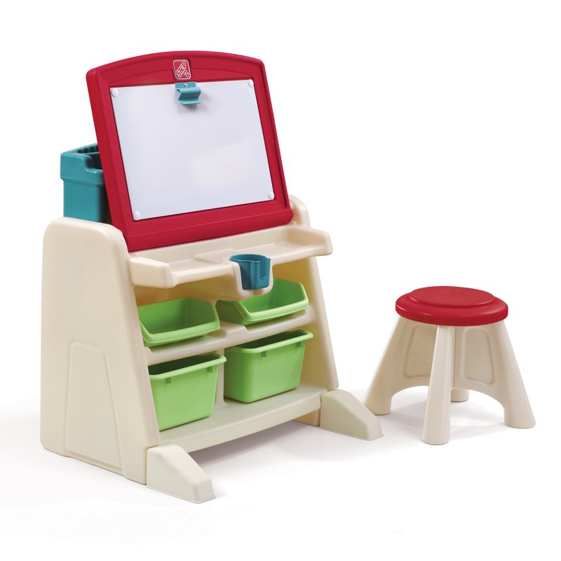 Toddler Art Easel with Storage and Adjustable Surface - Kids Craft Desk
