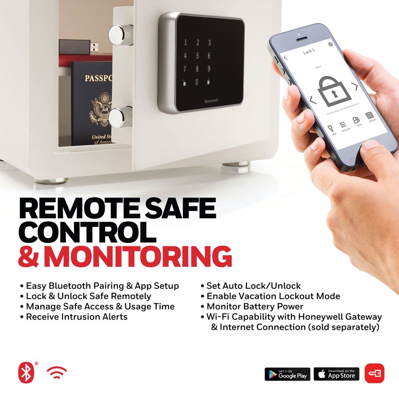 Bluetooth Touch Digital Security Safe 0.60 cu ft - Ivory
