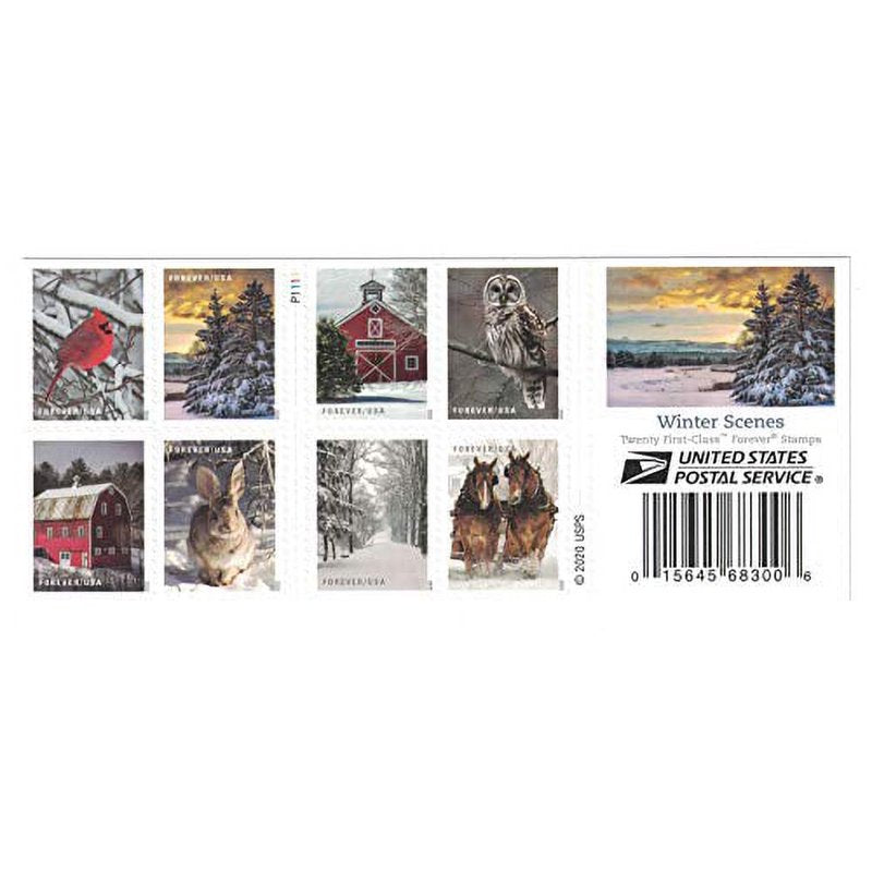 Winter Scenes Double-Sided Forever Postage Stamps - 20 Pack