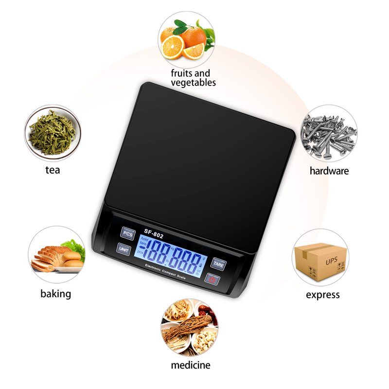 Digital Postal Scale 66lb/30kg with Tare & Multiple Units, Portable Tabletop Design