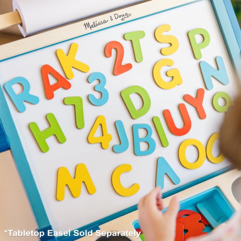 Magnetic Letters and Numbers Set for Kids - 89 Wooden Magnets Educational Toy