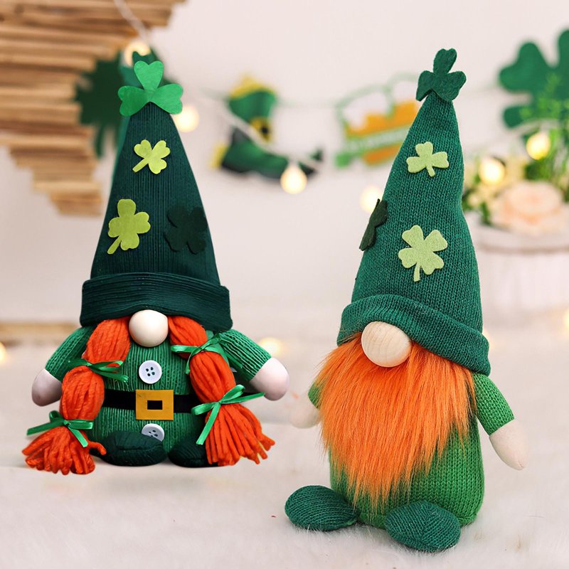 St Patrick's Day Gnome Decorations - Handcrafted Irish Lucky Leprechaun Figurines for Home & Party