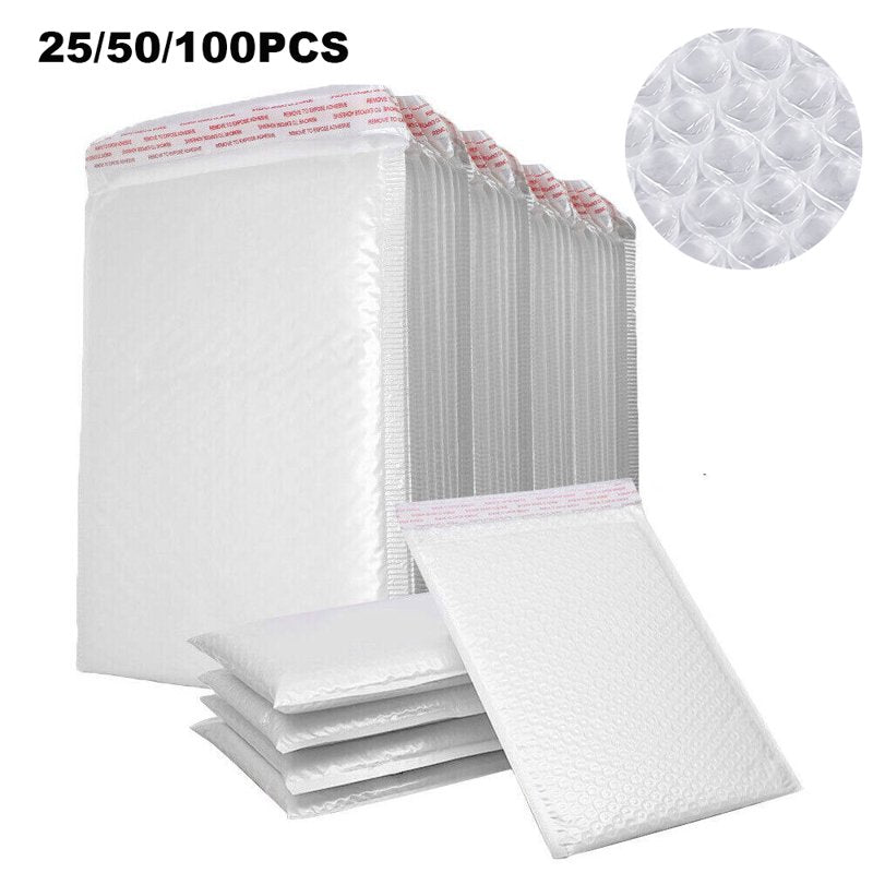 Poly Bubble Mailers with Reinforced Sealing Flap - Multiple Sizes & Quantities