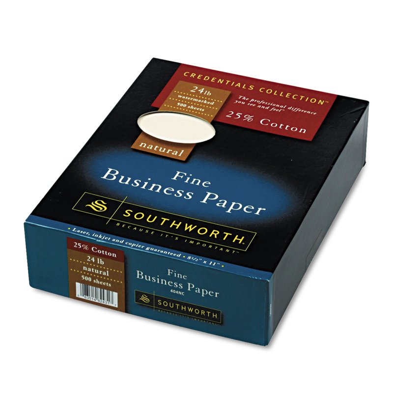 25% Cotton Business Paper 8.5x11 Natural Wove 24lb Box of 500 Sheets