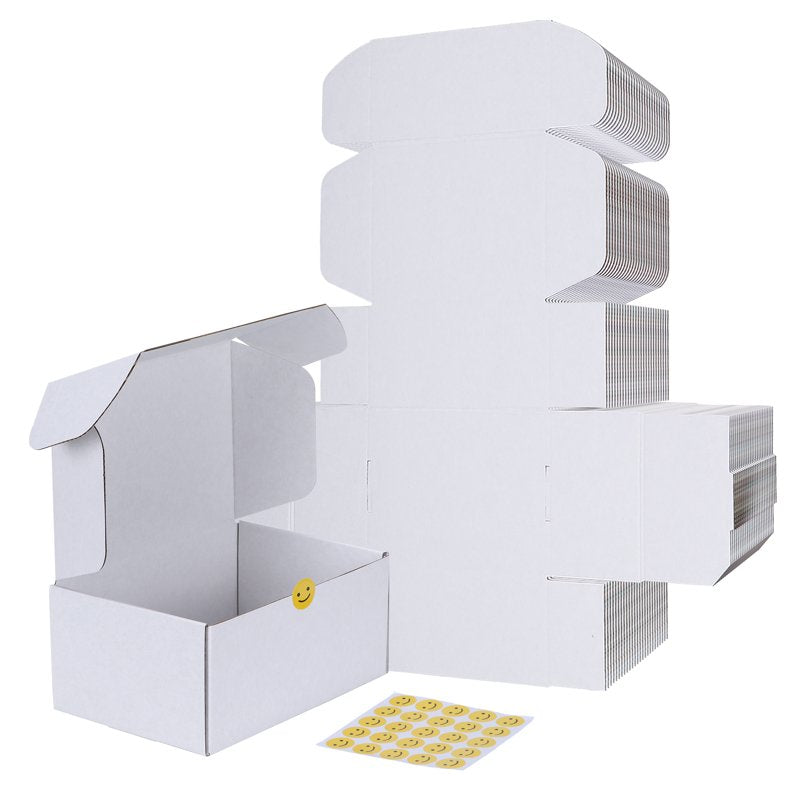 25 Pack White Cardboard Shipping Boxes for Packing & Mailing - Multiple Sizes
