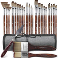 25-Piece Artist Paint Brush Set with Synthetic Acrylic Brushes for Canvas & Oil Painting