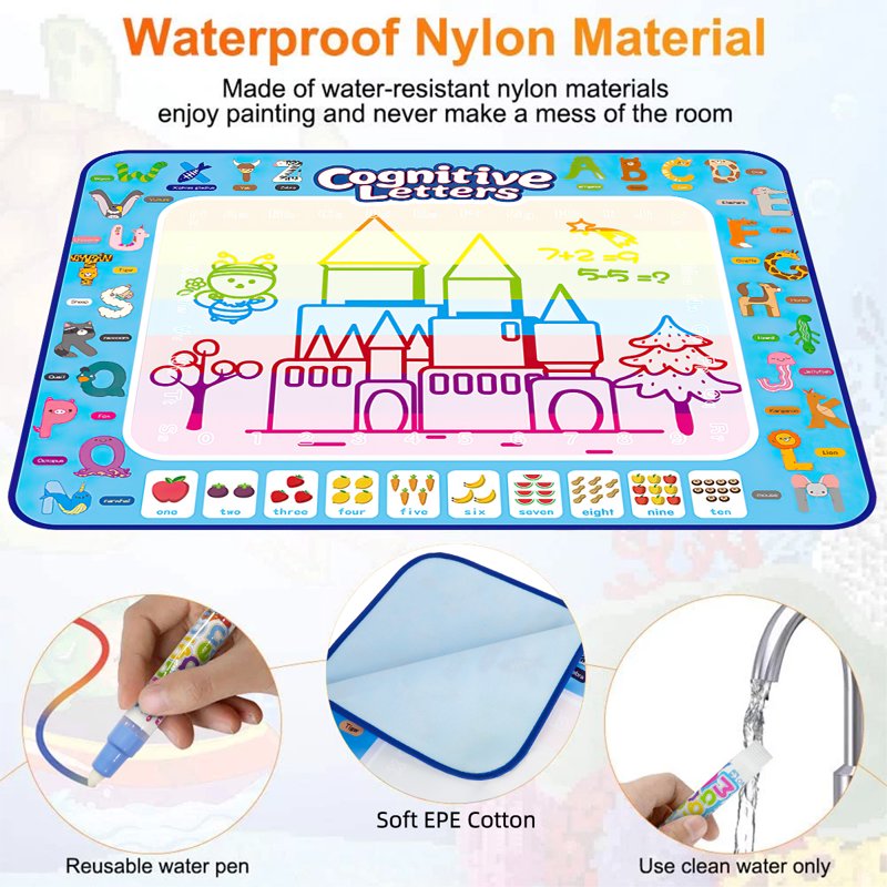 Large Water Drawing Mat for Kids 40x32 Inch Reusable Art & Learning Toy