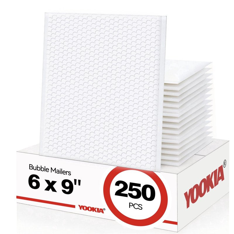 6x9 Inch Waterproof Bubble Mailers Pack of 250 Self Seal Padded Envelopes for Shipping