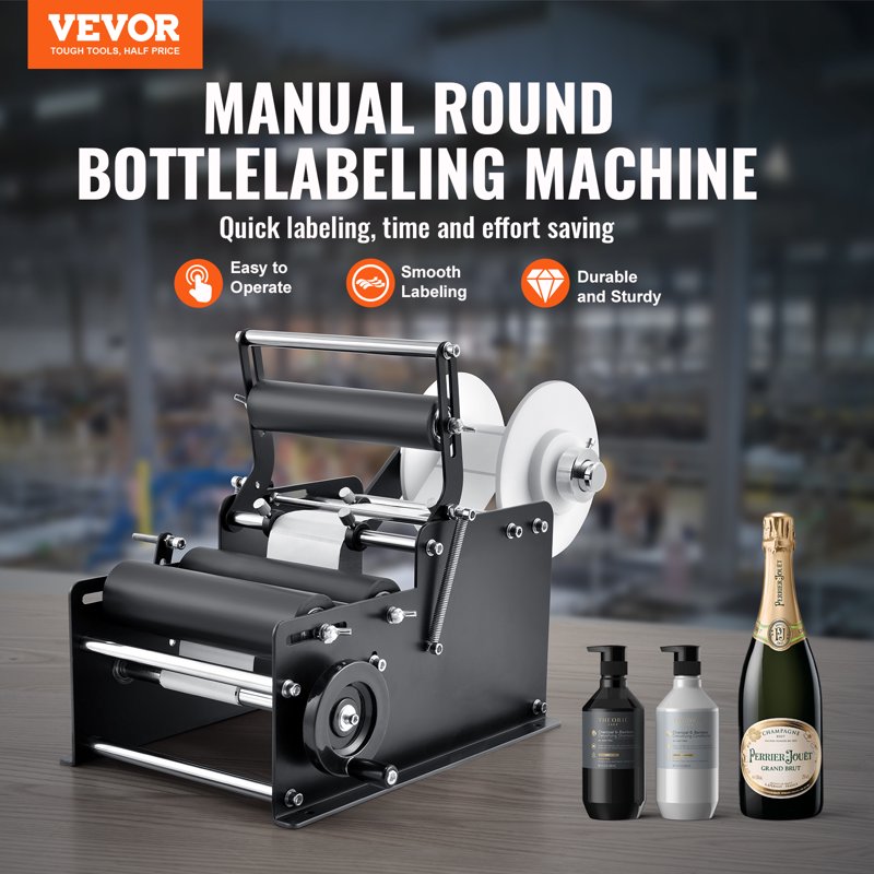 Manual Round Bottle Labeling Machine - Efficient Label Applicator for 15-20 Bottles/Min