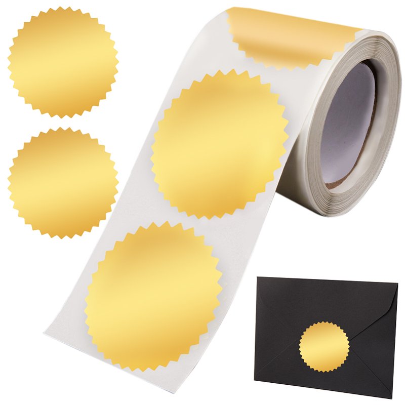 250pcs Gold Envelope Seal Stickers 2-Inch Round Labels for Packaging & Weddings