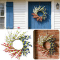 Patriotic 4th of July Wreath - Red White Blue Artificial Foliage for Front Door Decor