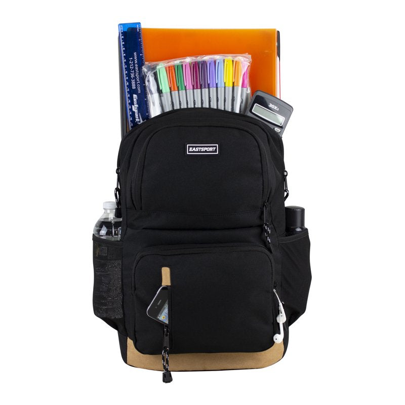 Unisex School Backpack with Laptop Sleeve - Weather-Resistant, Vegan Suede Accents