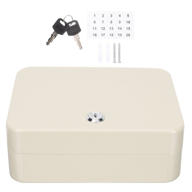 Wall Mount Key Storage Box Set with Lockable Organizer, 20x16cm - White
