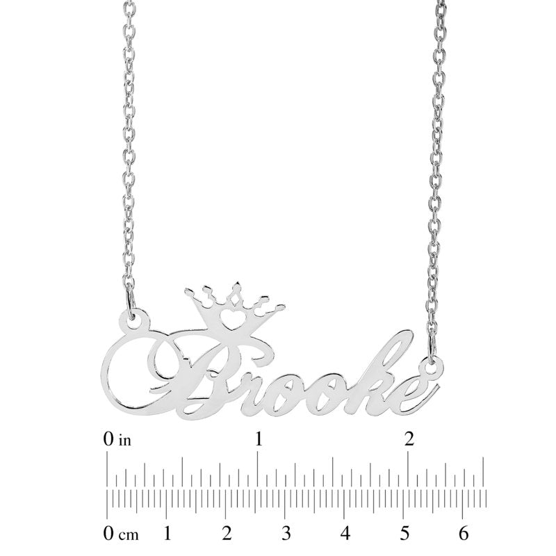 Personalized Crown Name Necklace - Sterling Silver or 14k Gold Plated, 18 Inch Chain
