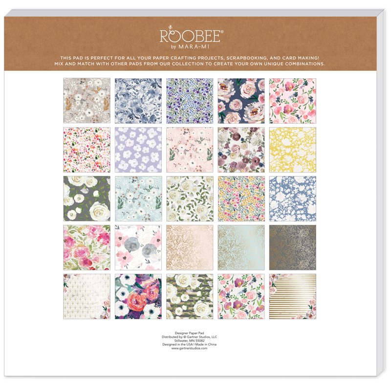 Floral Scrapbook Paper Pad - 50 Sheets, 25 Designs, 12x12 Inch