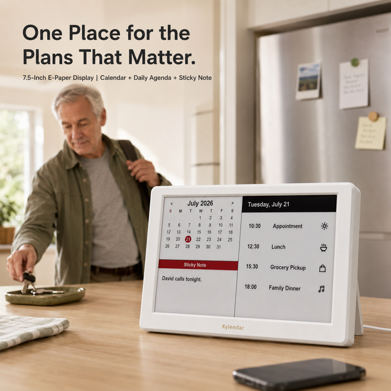 7-Inch Digital Calendar with E Ink Display, Remote Reminders & Widgets