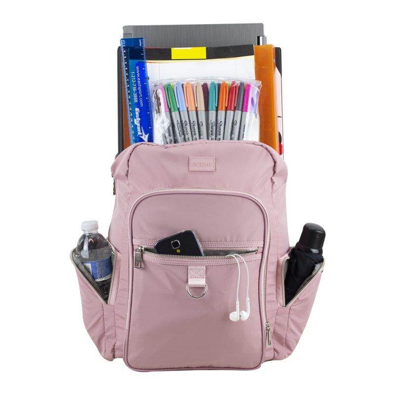 Essential Backpack with Trolley Sleeve - Large Capacity, Dusty Pink