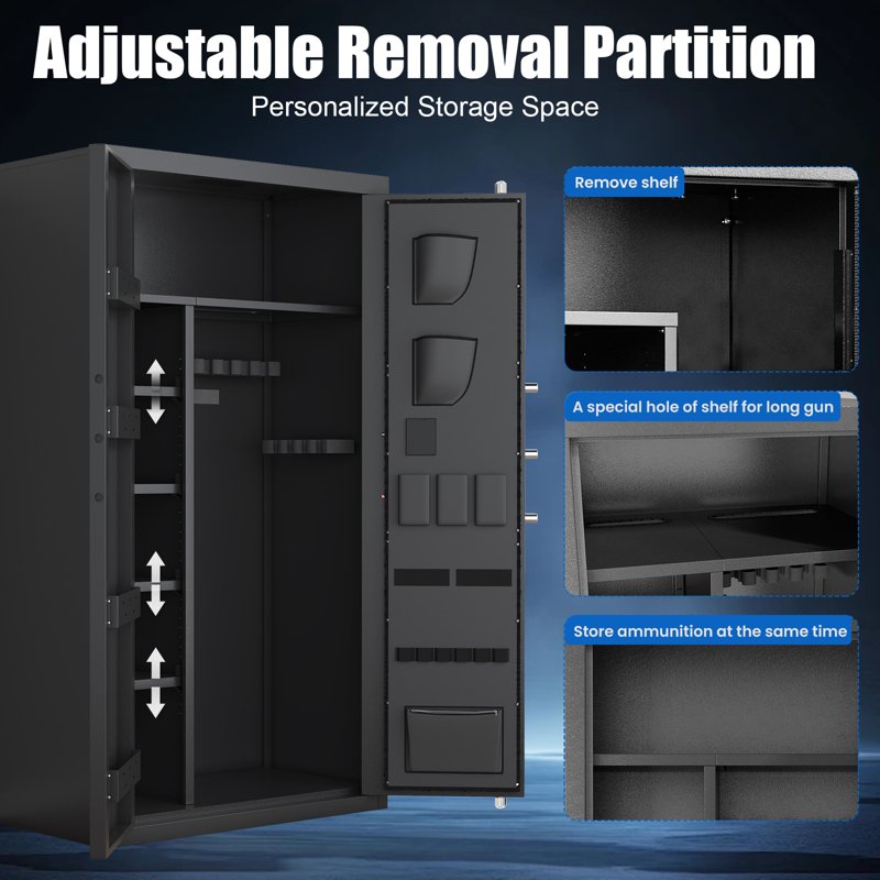 Large Gun Safe 25-40 Capacity Digital Keypad Security Cabinet for Home & Office