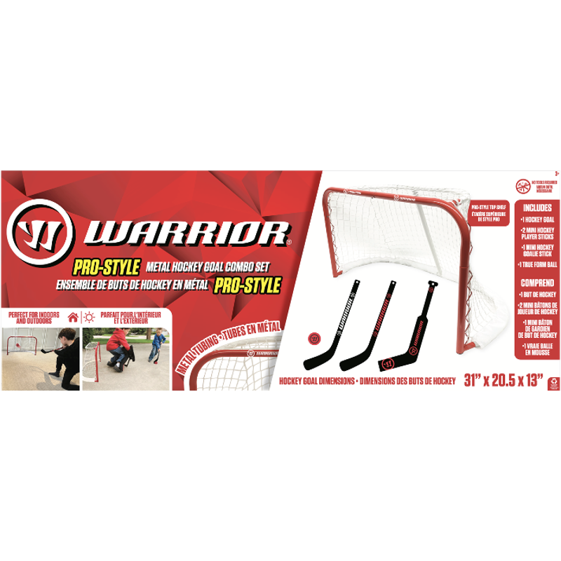 Mini Hockey Goal Set with 30-Inch Metal Net, 2 Player Sticks & Ball - Complete Combo